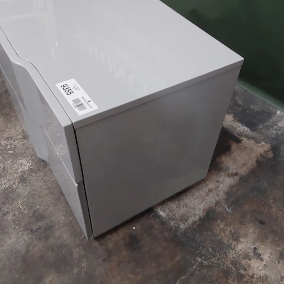 DESIGNER TWO DRAWER BEDSIDE CHEST GREY GLOSS FINISH