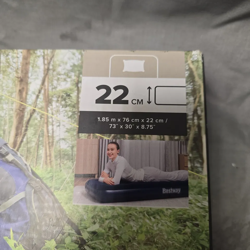 BESTWAY INFLATABLE AIR BED – 1.85M X 0.76M X 0.22M, 22CM THICK, BOXED