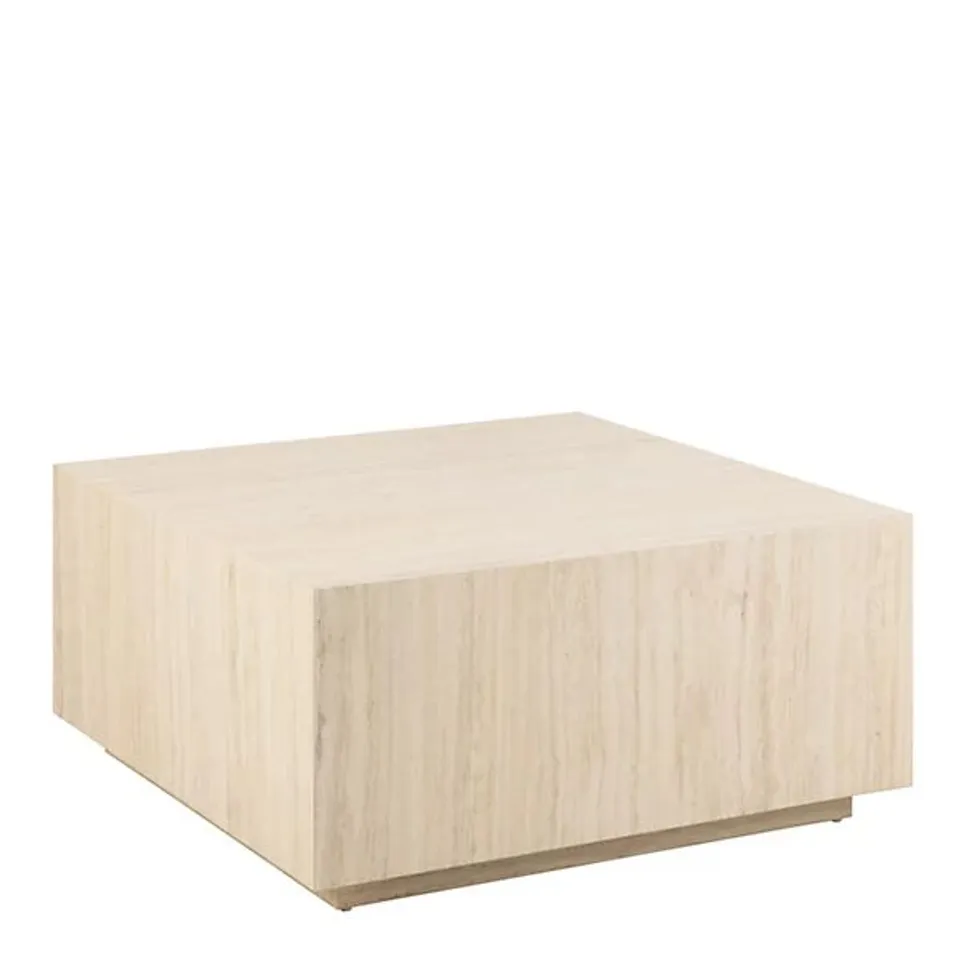 BOXED DICE SQUARE COFFEE TABLE IN LIGHT TRAVERTINE EFFECT 90X90X42CM