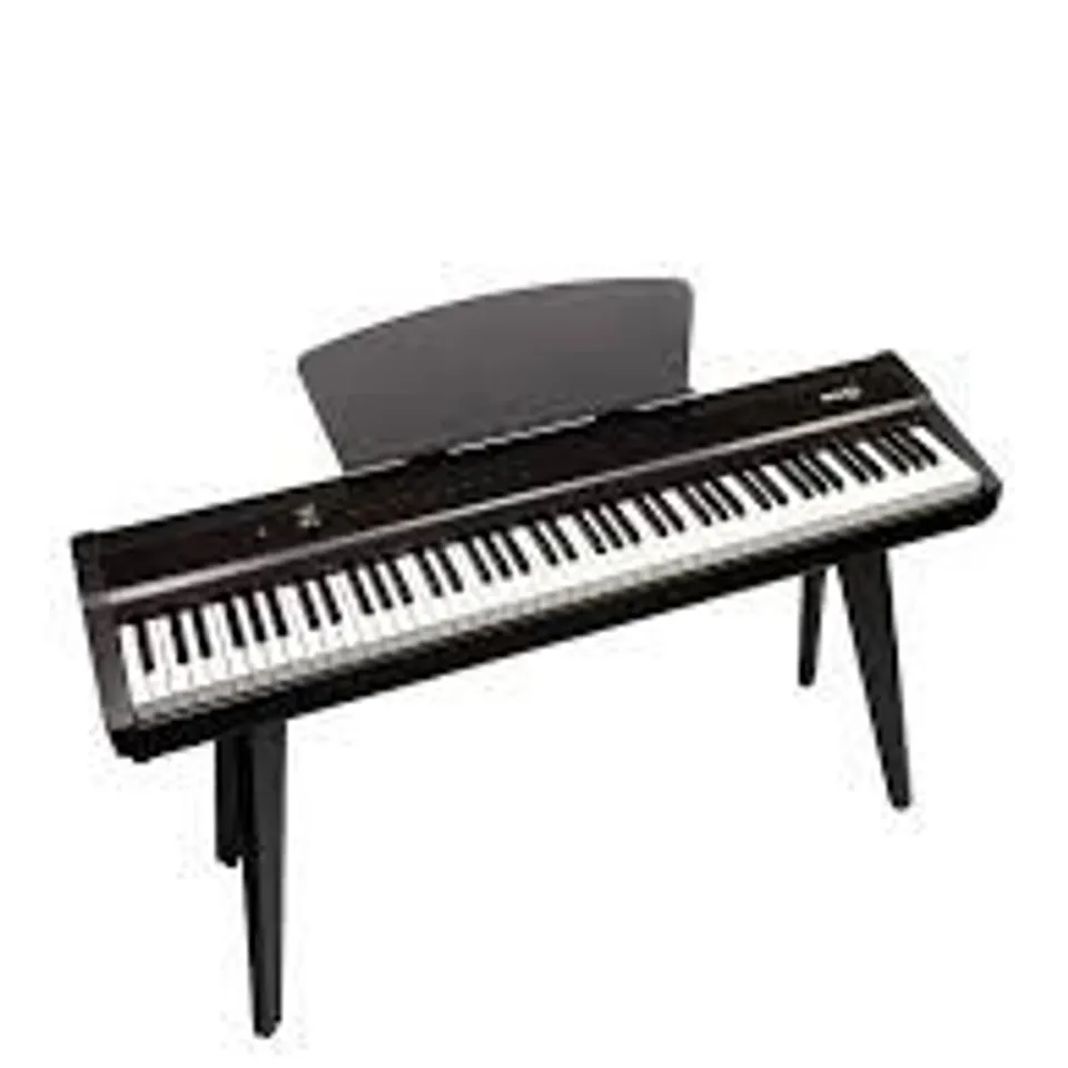 BOXED ROCKJAM 88 KEY WEIGHTED DIGITAL PIANO, FULL-SIZE ELECTRIC PIANO WITH STAND AND 3 WAY PEDAL