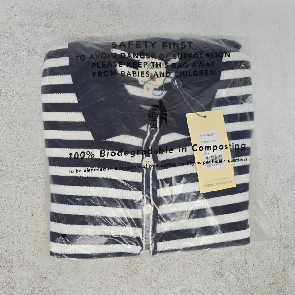 BAGGED YUMI WOMEN'S NAUTICAL STRIPED KNITTED TOP IN NAVY/WHITE SIZE MEIDUM