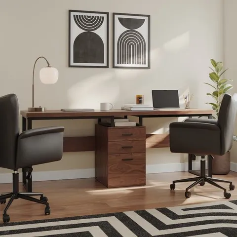 BOXED EDISON DOUBLE DESK - WALNUT EFFECT (1 BOX)