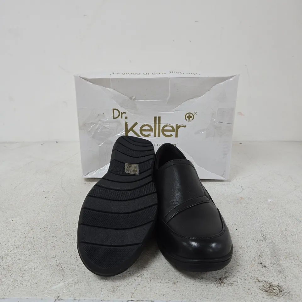 DR KELLER MEN'S BLACK LEATHER SLIP-ON SHOES SIZE 7