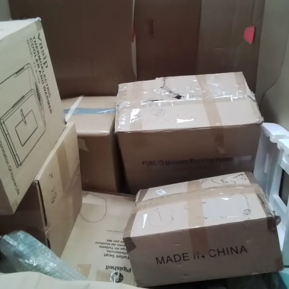 PALLET CONTAINING ASSORTED PRODUCTS INCLUDING: NINJA HEALTH GRILL & AIR FRYER, AIR FRYER, LED ARC LAMP, SENSORY TOY, MINI FOLDING WASHING MACHINE ECT