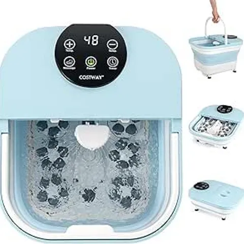 BOXED FOOT SPA BATH MASSAGER WITH HEAT BUBBLES AND REMOTE CONTROL - BLUE