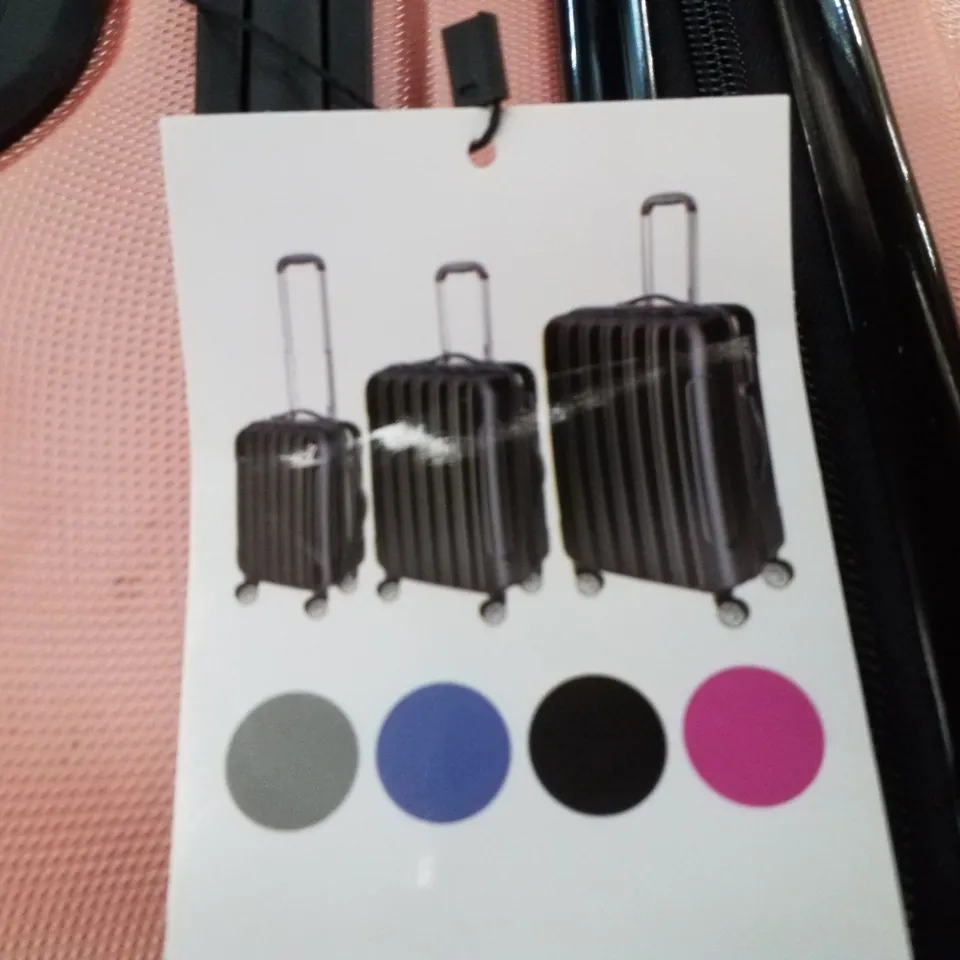 BOXED FCH 3PC HARD SHELL TRAVEL SUITCASES - PINK/BLACK