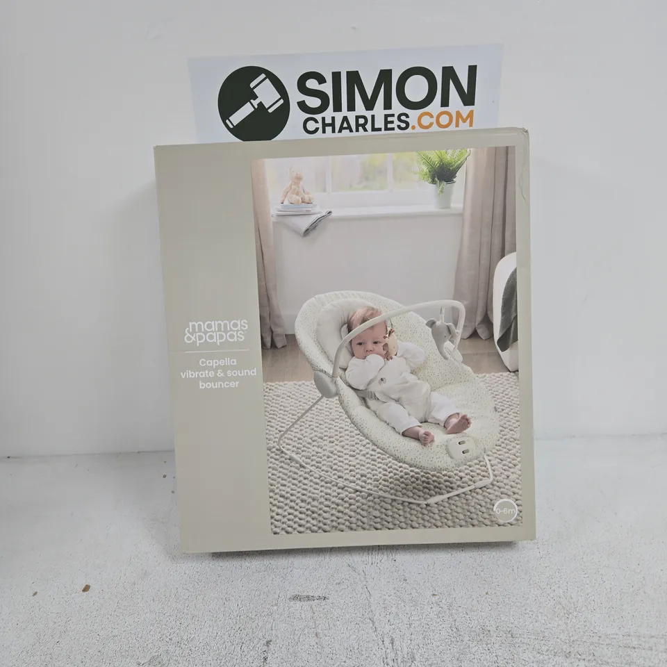 MAMAS & PAPAS CAPELLA VIBRATE & SOUND BOUNCER – BOXED (0–6 MONTHS)