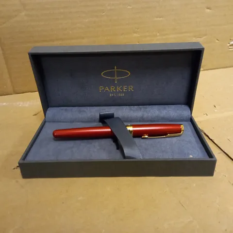 PARKER SONNET FOUNTAIN PEN | RED LACQUER WITH GOLD TRIM | FINE NIB | GIFT BOX