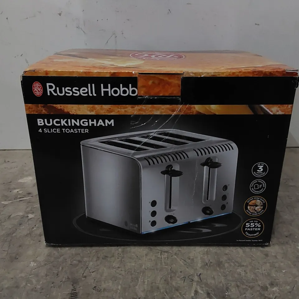 BOXED RUSSELL HOBBS BUCKINGHAM 4 SLICE TOASTER (1 BOX)