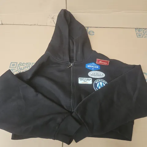 MERCIER CROPPED ZIP HOODIE IN BLACK - LARGE