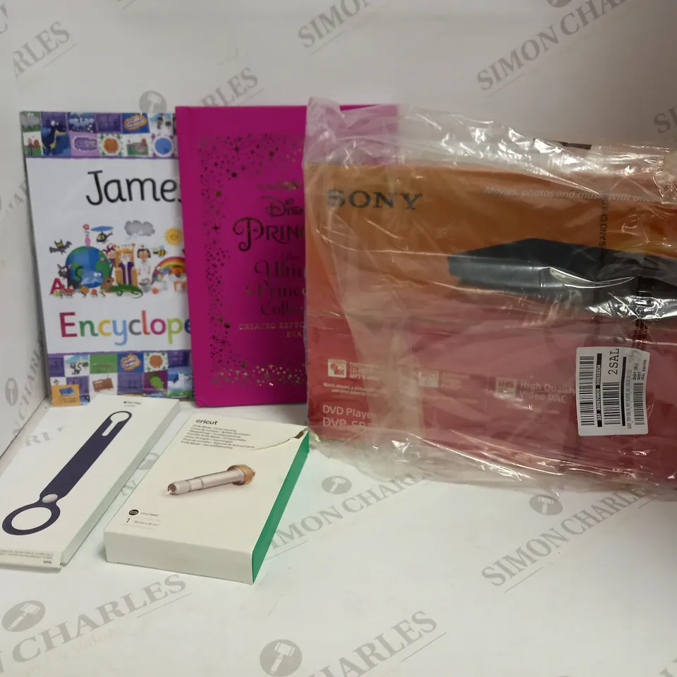 LOT OF APPROXIMATELY 12 ASSORTED HOUSEHOLD ITEMS, TO INCLUDE "EVA" PRINCESS BOOK, DVD PLAYER, AIRTAG LOOP, ETC RRP £295