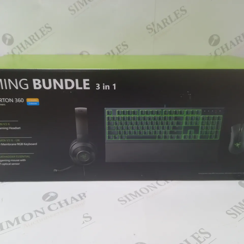 BRAND NEW BOXED RAZER GAMING BUNDLE 3 IN 1 TO INCLUDE - GAMING HEADSET, MEMBRANE RGB KEYBOARD AND ESSENTIAL GAMING MOUSE