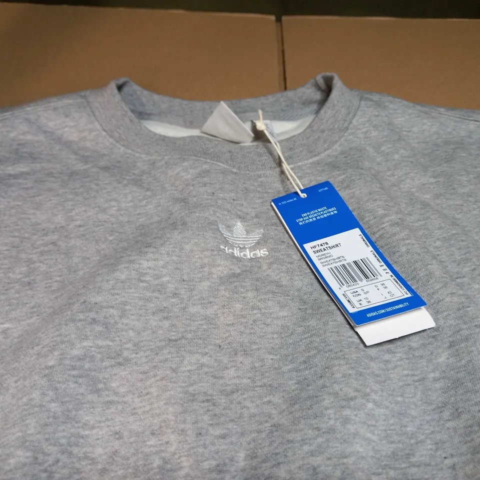 ADIDAS GREY MARL/LOGO SWEATER - SIZE 10