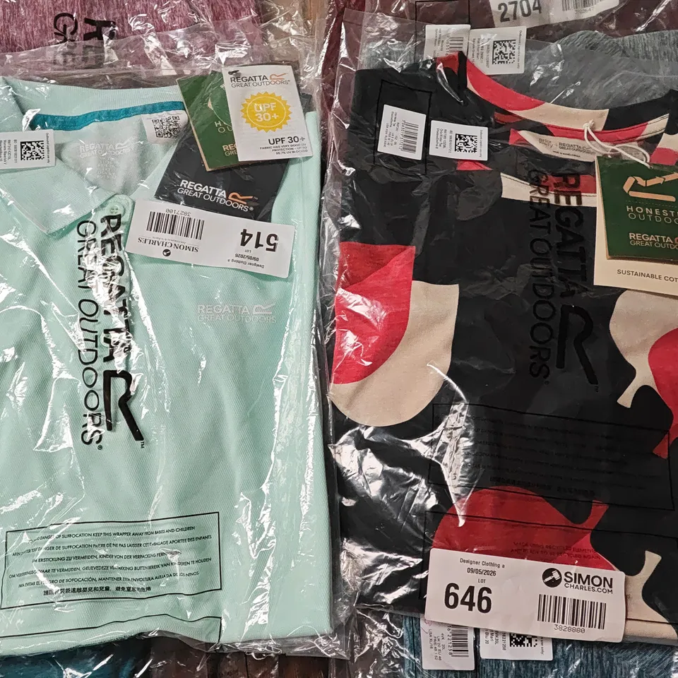 LOT OF 15 ASSORTED BRAND NEW REGATTA ITEMS IN VARIOUS STYLES AND SIZES