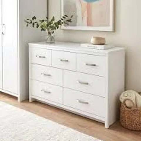 BOXED ELY 3 + 4 DRAWER CHEST - WHITE (1 BOX)