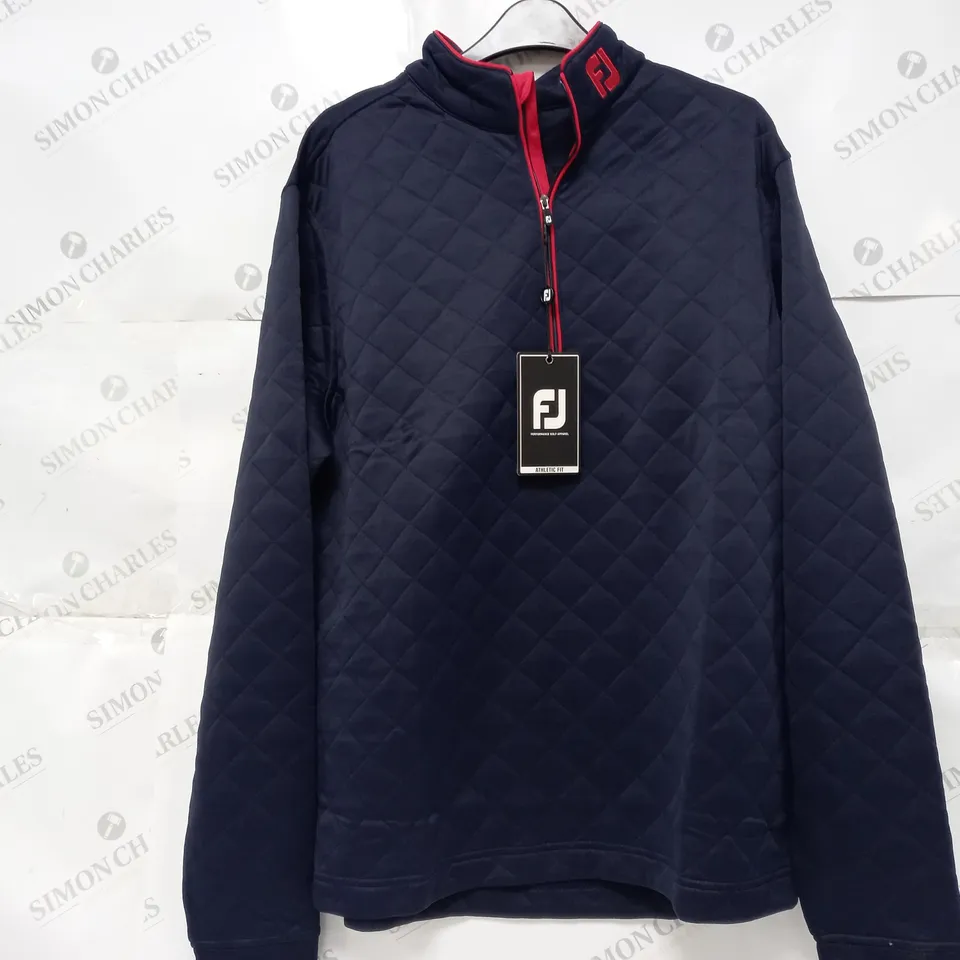 FOOTJOY DIAMOND JACQUARD CHILL OUT JACKET IN NAVY/RED - LARGE