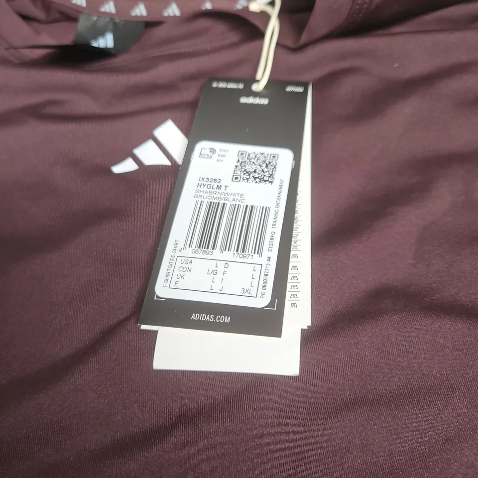 ADIDAS BURGUNDY TRAINING T-SHIRT – UK L