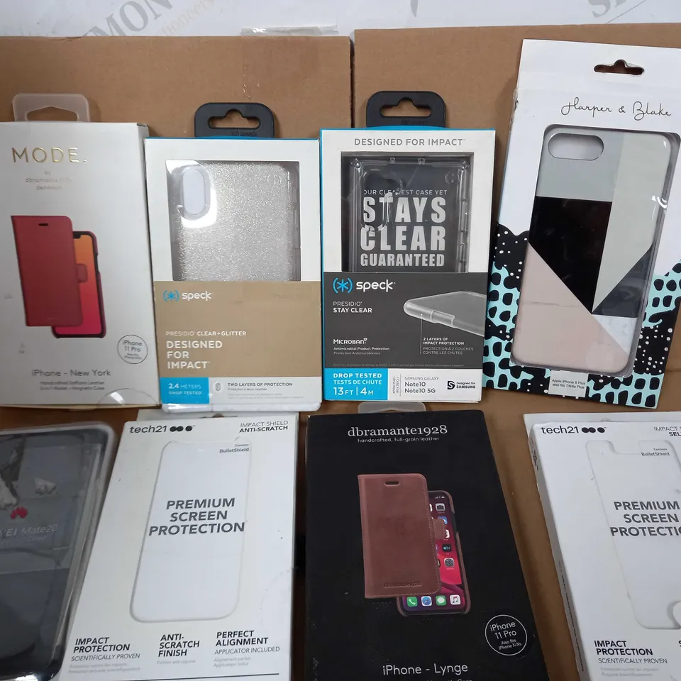 BOX OF APPROX. 12 ASSORTED PHONES, INCLUDING 1 X IPAD CASE AND VARIOUS OTHER ITEMS