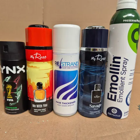 APPROXIMATELY 15 ASSORTED AEROSOLS TO INCLUDE LYNX , HAIR THICKENER AND EMOLLIENT SPRAY