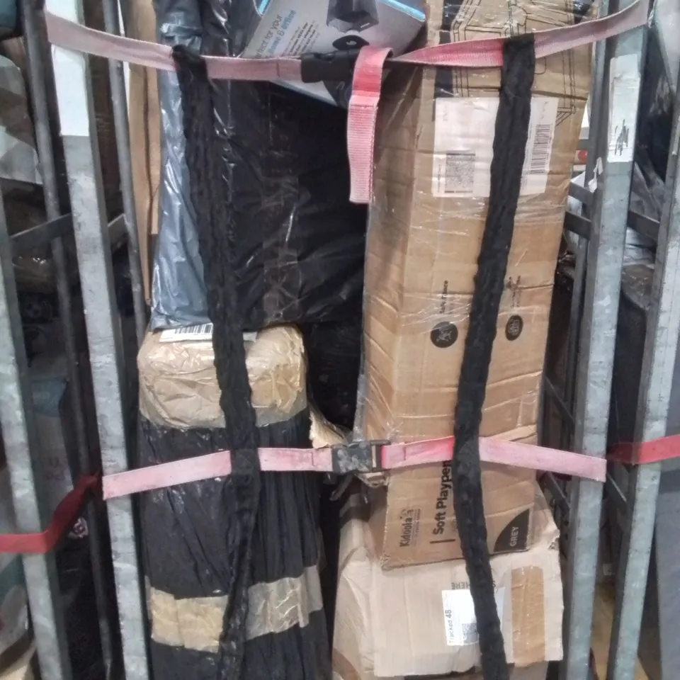 CAGE OF ASSORTED HOUSEHOLD GOODS AND PRODUCTS TO INCLUDE; vacuum cleaner, playpen, air fryer etc...