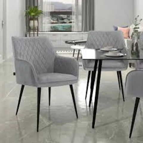 BOXED ELVIRA SET OF 2 GREY VELVET DINING CHAIRS