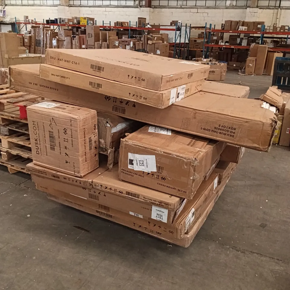 PALLET OF ASSORTED DUSK FURNITURE PARTS AND PIECES 
