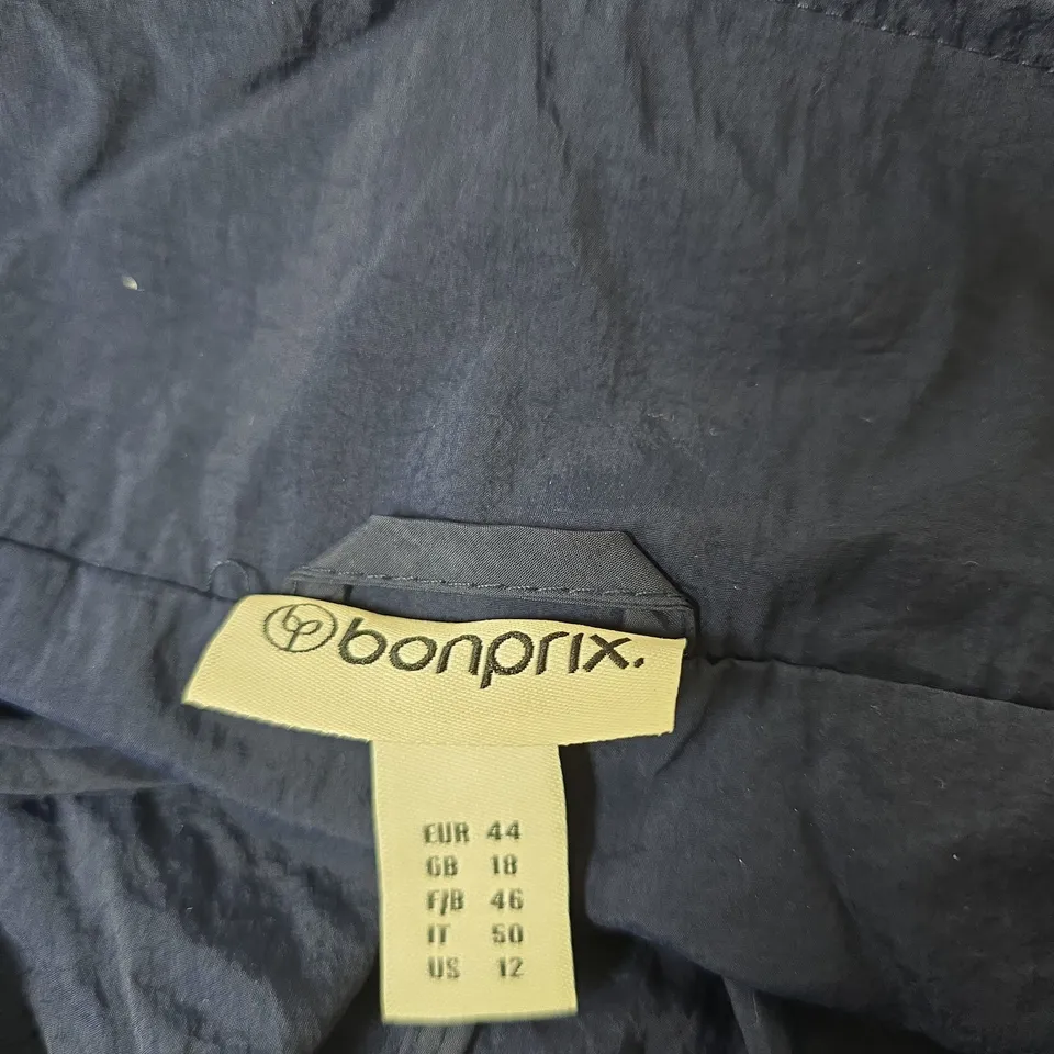 BONPRIX NAVY BLUE HOODED RAIN JACKET – UK 18 (EU 44)