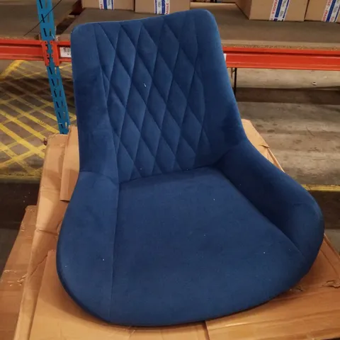 BOXED PAIR OF BLUE DESIGNER FABRIC UPHOLSTERED DINING/SIDE CHAIRS