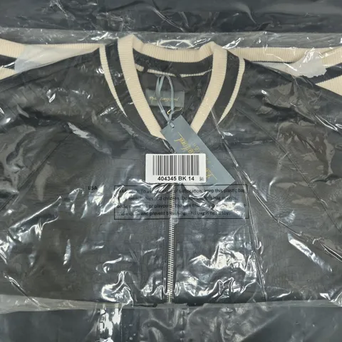 SEALED RUTH LANGSFORD TEXTURED FAUX CROC BOMBER IN BLACK SIZE 14
