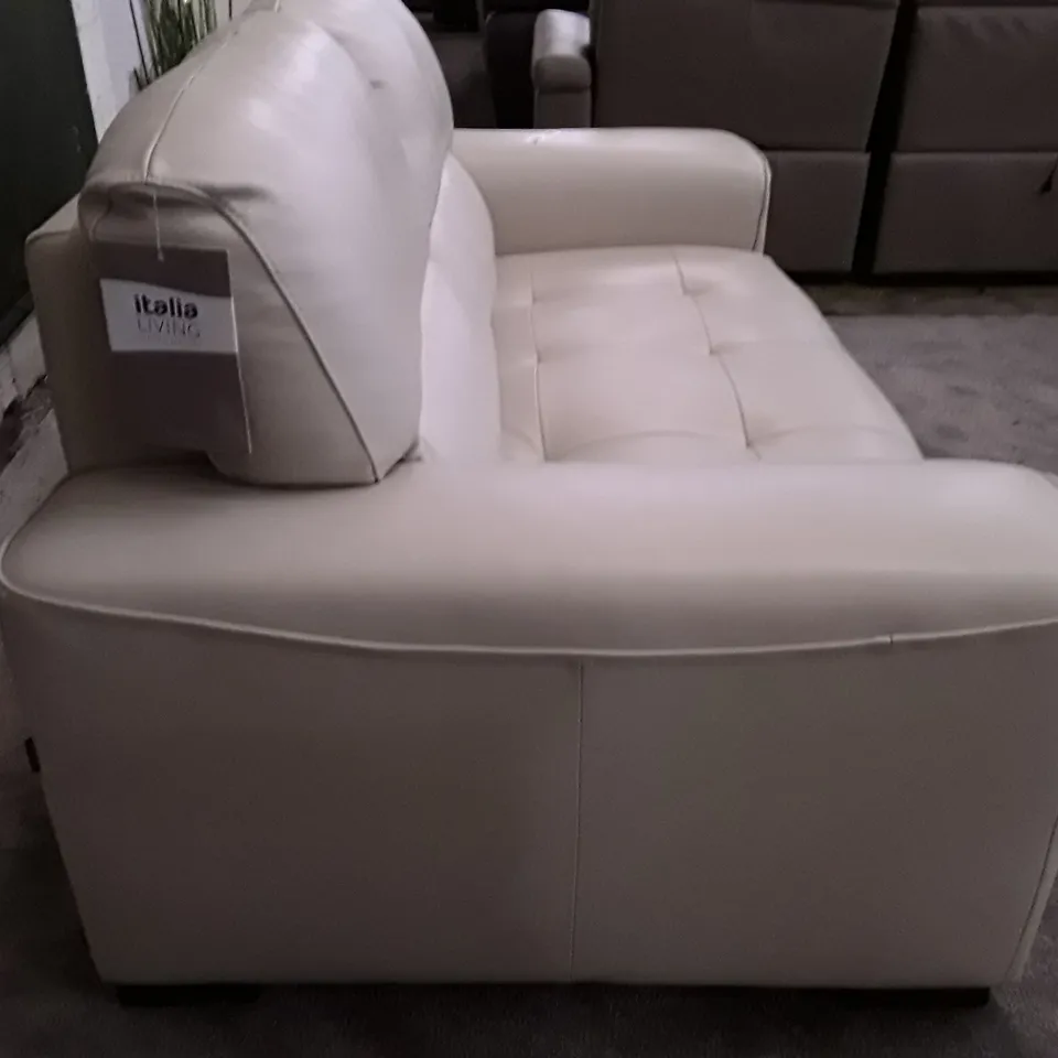 QUALITY ITALIAN DESIGNER MARCOS LOVESEAT - STONE LEATHER 