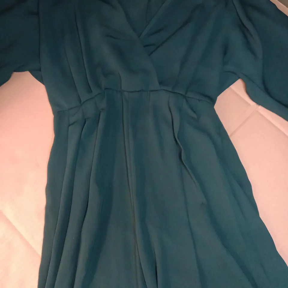 ZARA BOTTLE GREEN PLUNGE JUMPSUIT - MEDIUM