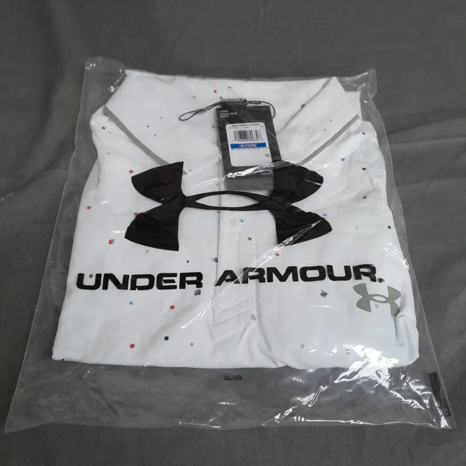 SEALED UNDER ARMOUR MENS WHITE POLO SHIRT - XL