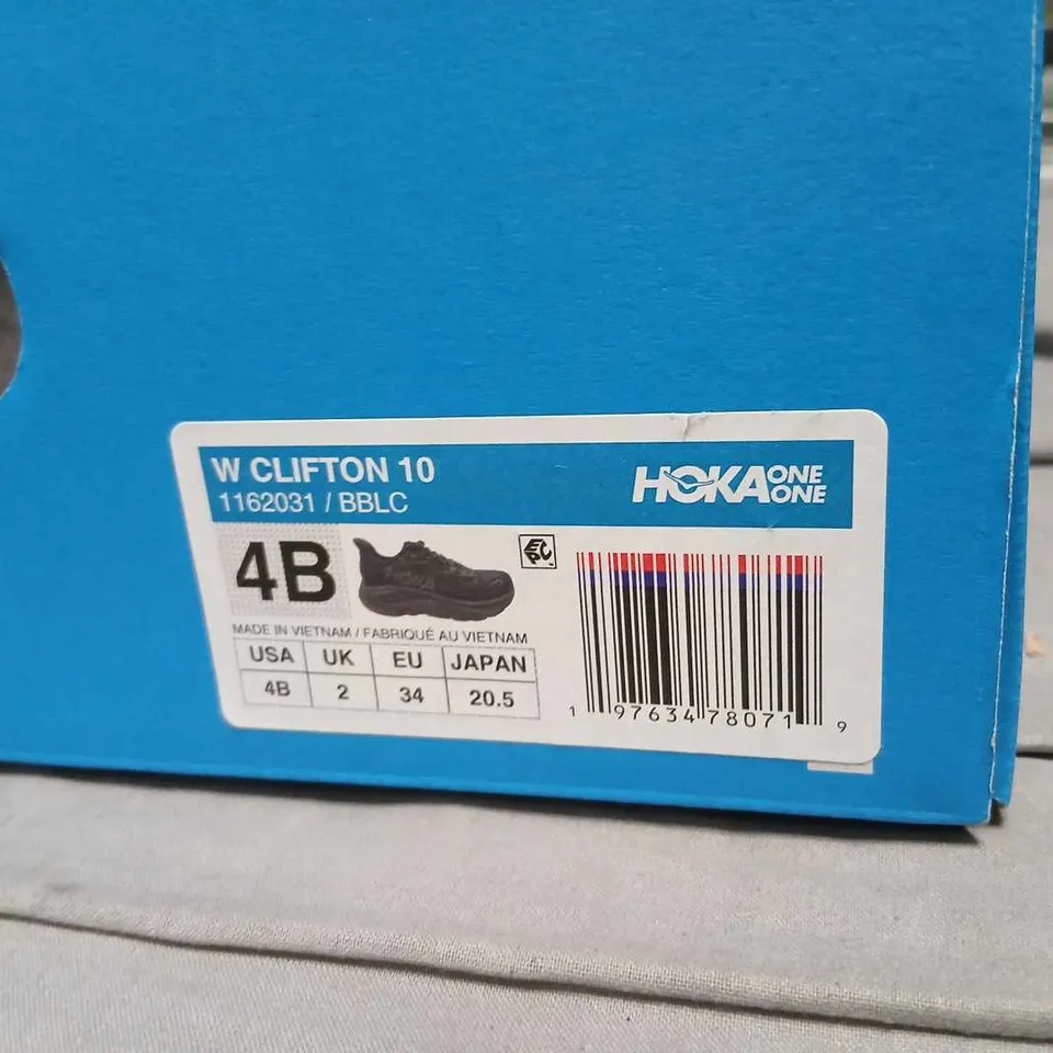 HOKA CLIFTON 10 WOMEN'S RUNNING SHOES – BLACK, UK 2 (US 4B, EU 34)