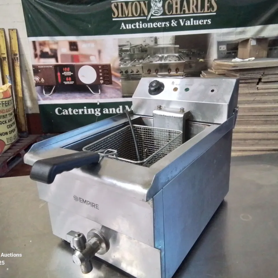 EMPIRE COMMERCIAL STAINLESS STEEL ELRCTRIC SINGLE NET FRYER EMP-ESF-19-DT