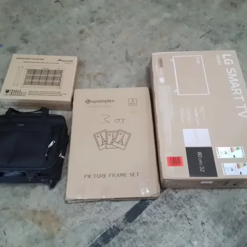 PALLET OF ASSORTED HOUSEHOLD GOODS AND PRODUCTS TO INCLUDE; LG SMART TV, PICTURE FRAME SET, INDOOR INSECT KILLER ETC