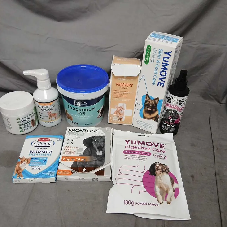 ASSORTED PET CARE & VETERINARY SUPPLIES – FRONTLINE PLUS, YUMOVE DIGESTIVE CARE, WORMER & MORE