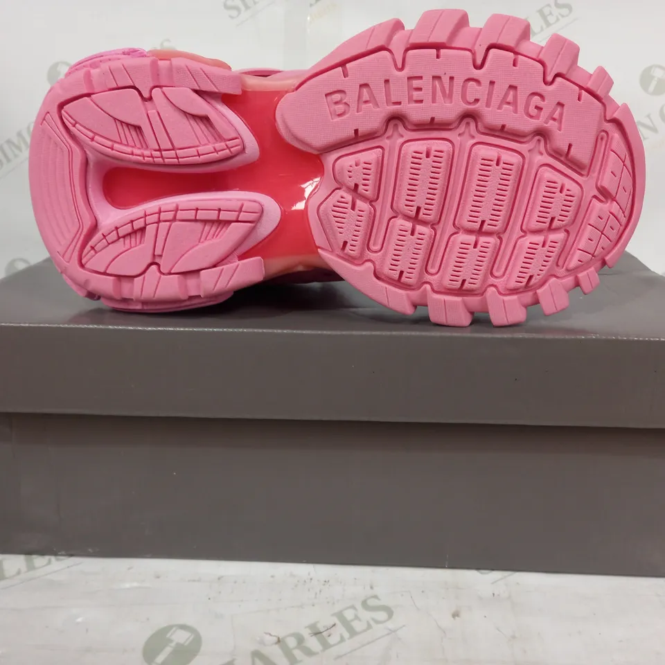 BOXED PAIR OF BALENCIAGA TRACK TRAINERS IN PINK UK SIZE 3