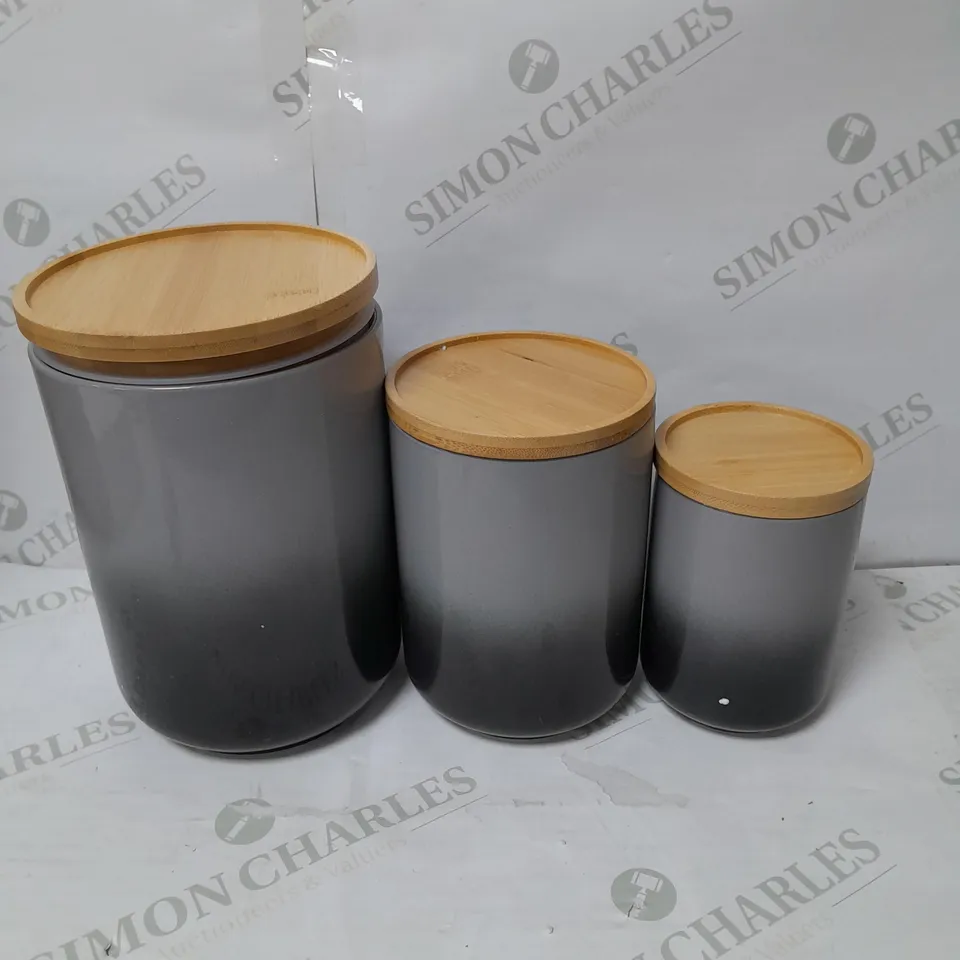 BOXED LOVECASA STORAGE JARS TRIO IN GREY DESIGN 