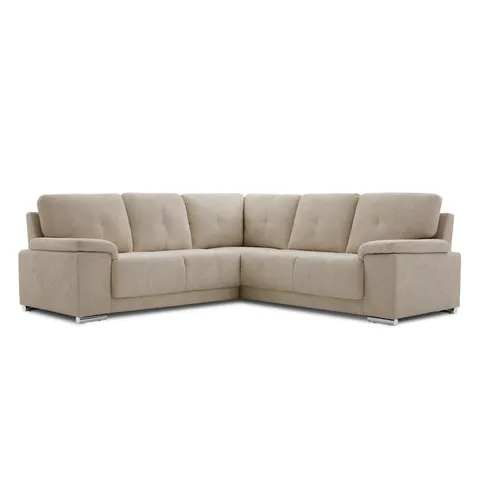 BOXED KANSAS SMALL CORNER SOFA - WOVEN CHENILLE CHAMPAGNE FABRIC (3 BOXES)