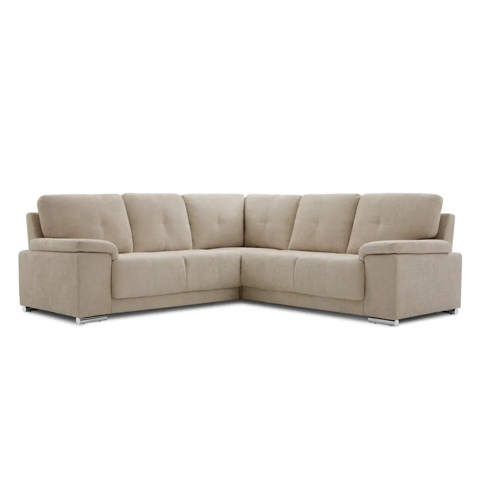 BOXED KANSAS SMALL CORNER SOFA - WOVEN CHENILLE CHAMPAGNE FABRIC (3 BOXES)