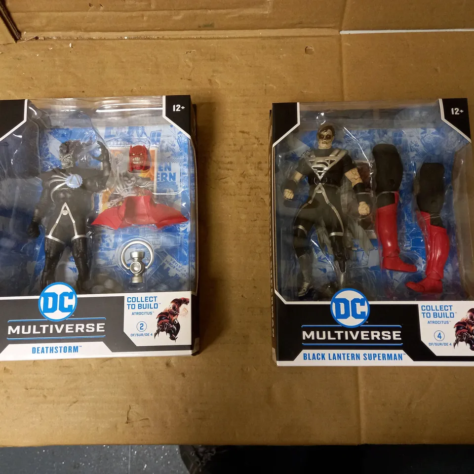 LOT OF 2 DC MULTIVERSE FIGURINES TO INCLUDE DEATHSTORM AND BLACK LANTERN SUPERMAN