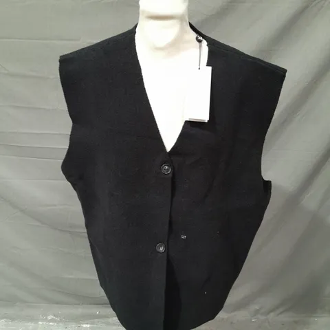 MINT VELVET BLACK TEXTURED WAISTCOAT - XL