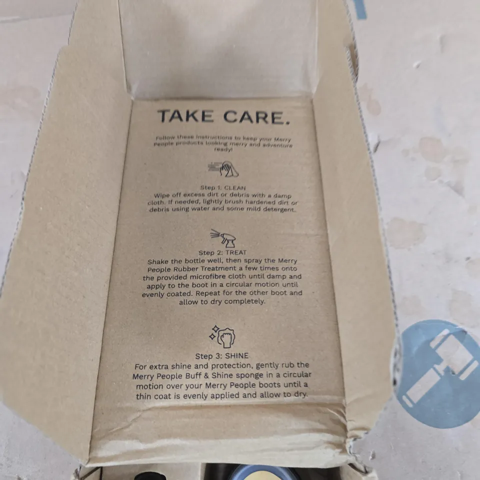 MERRY PEOPLE BOOT CARE KIT – BUFF & SHINE, BOOT TREATMENT REFILL, MICROFIBRE CLOTH & BRUSH