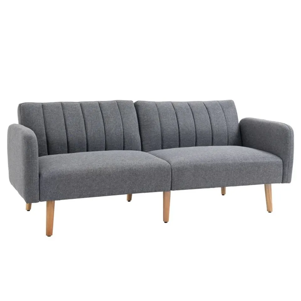 BOXED HOMCOM 3 SEATER SOFA BED, CONVERTIBLE LINEN FABRIC SOFA COUCH (2 BOXES)