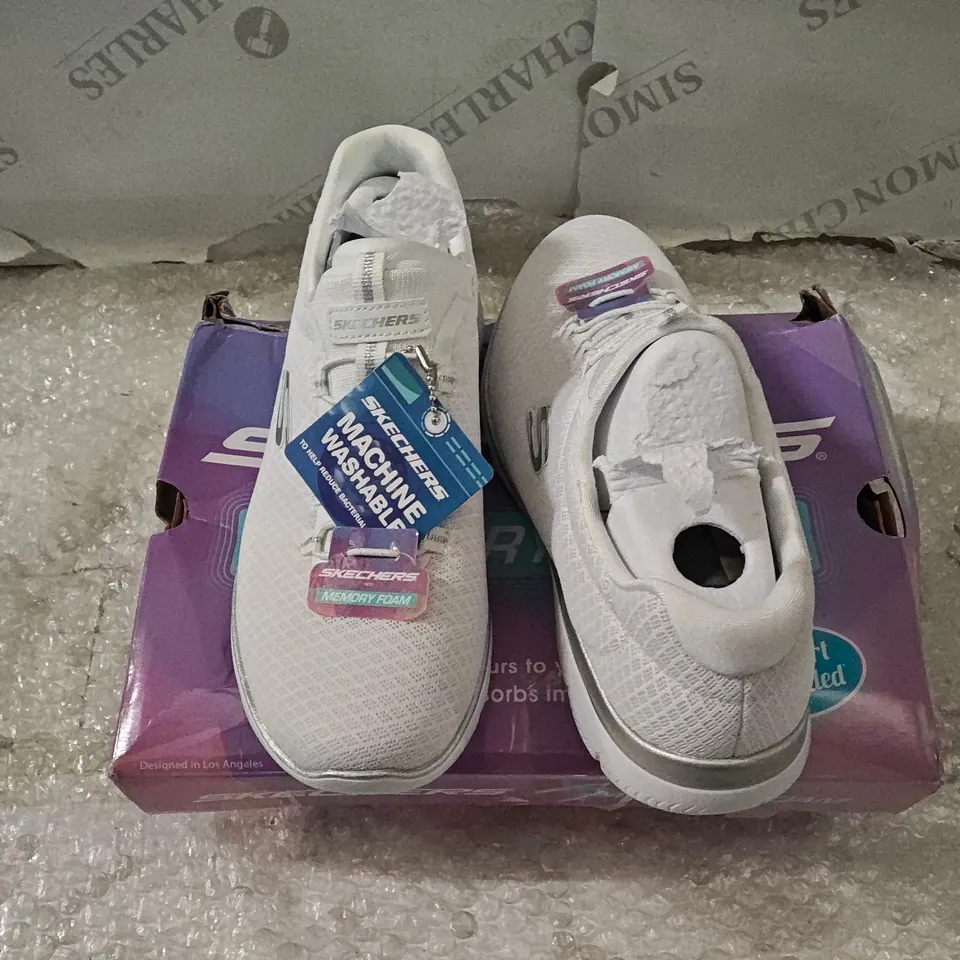 SKECHERS WOMEN'S WHITE MESH TRAINERS – UK 3 (US 6, EU 36)