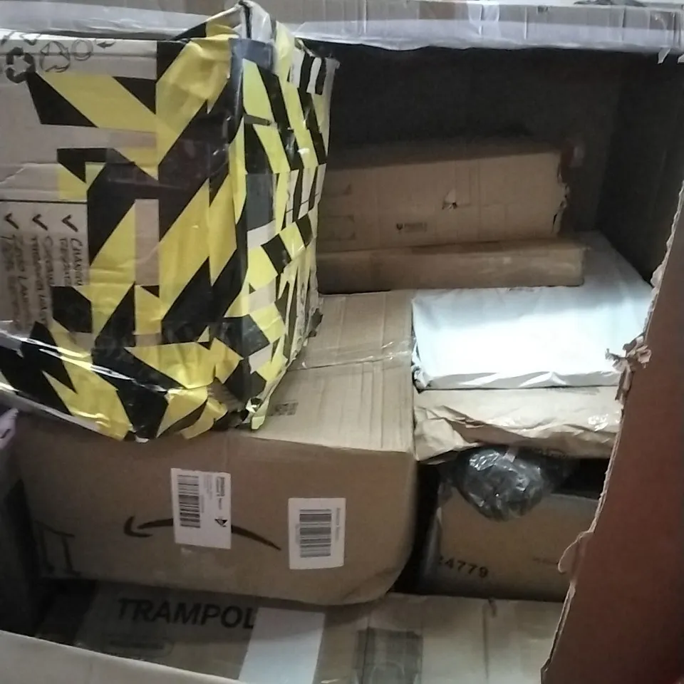 PALLET OF HOUSEHOLD ITEMS TO INCLUDE PULL UP BAR,MUSIC BOXING MACHINE, NAPPIES,ELECTRIC BLANKET AND OTHER ASSORTED ITEMS..L