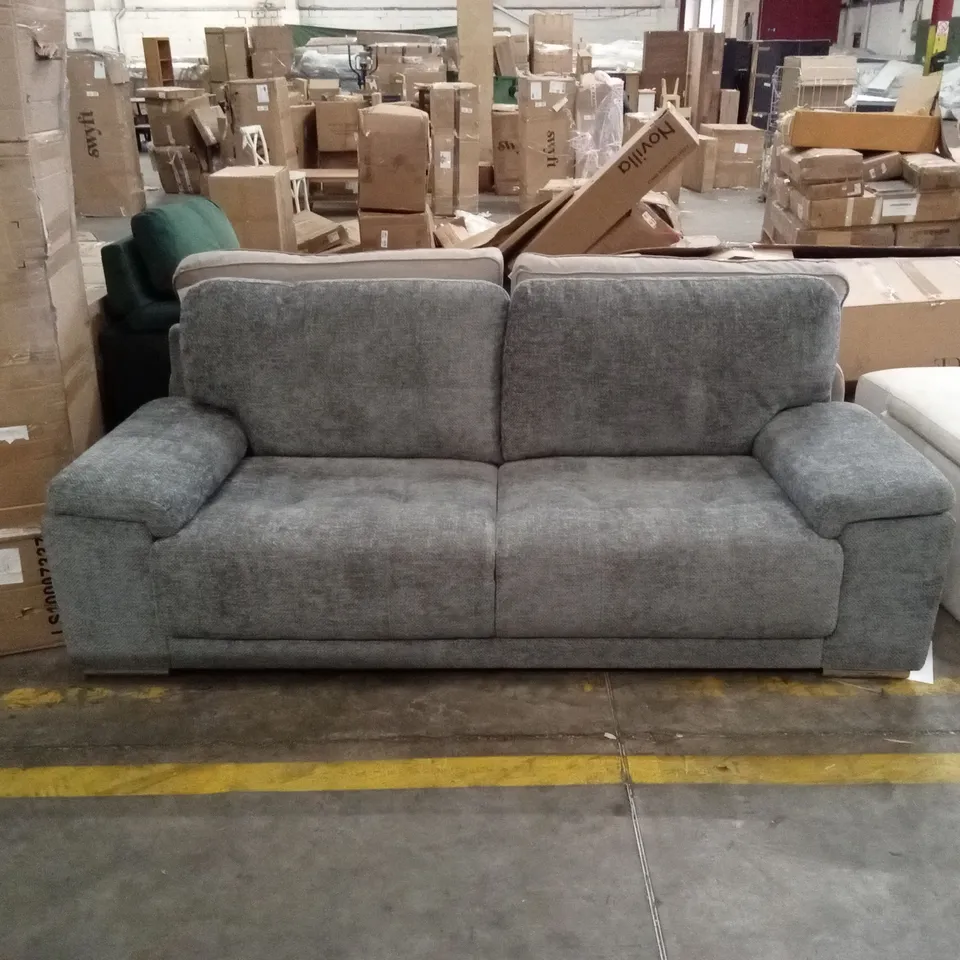 KANSAS 3 SEATER SOFA, LIGHT GREY WOVEN CHENILLE FABRIC