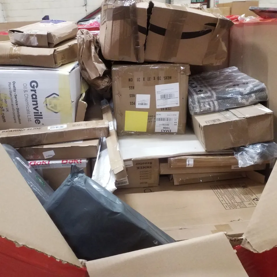 PALLET CONTAINING ASSORTED PRODUCTS INCLUDING FLOATING SHELVES, CRUTCHES, BALL BEARING SLIDE, WINDOW FILM, PENDANT LAMP & RUSSIAN STYLE NAIL BUTTERFLY HAND PILLOW