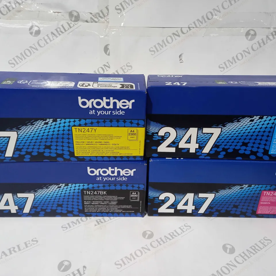 4 BOXED BROTHER TN-247C TONER CARTRIDGES (BLACK,YELLOW,MAGENTA,CYAN)