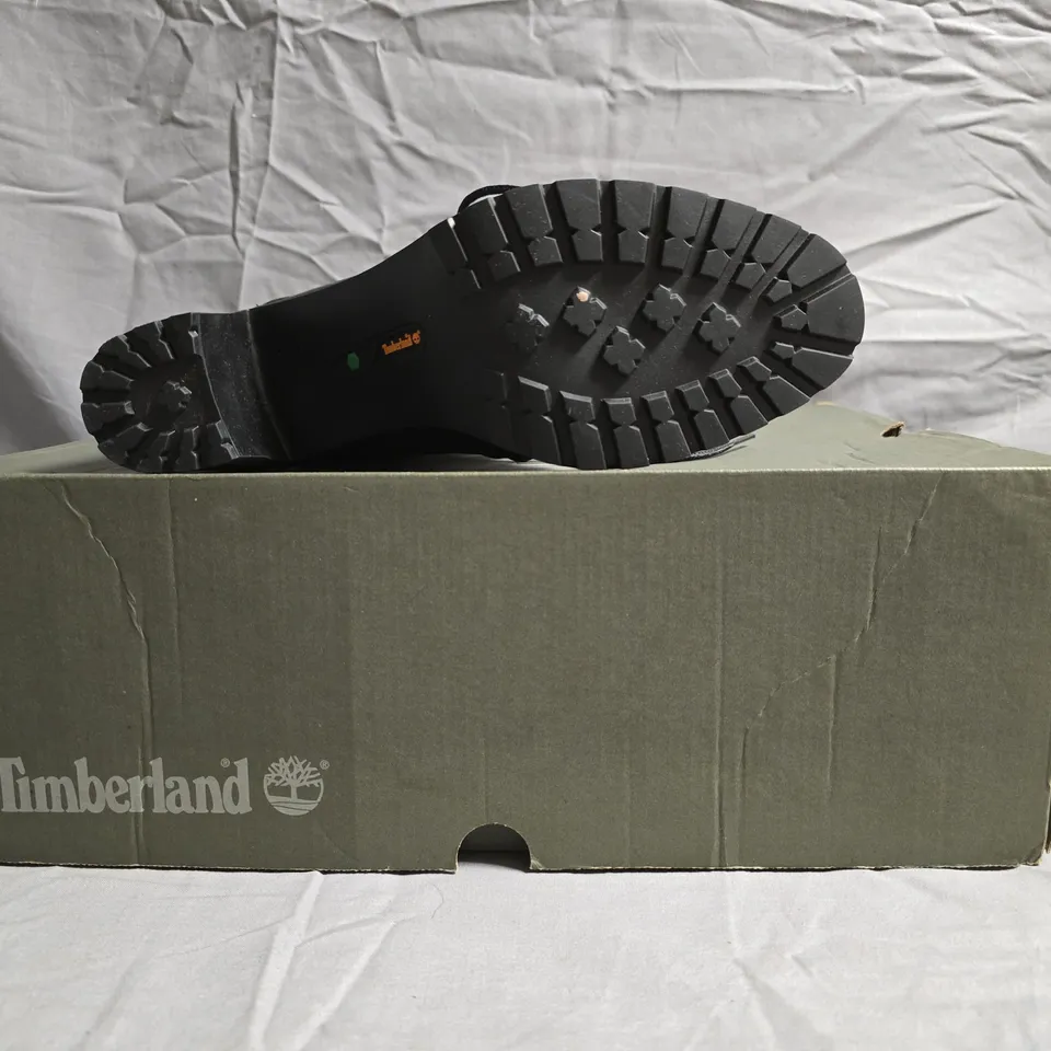 BOXED PAIR OF TIMBERLAND WOMENS ALLINGTON HEELED BOOTS IN BLACK SIZE UK 6